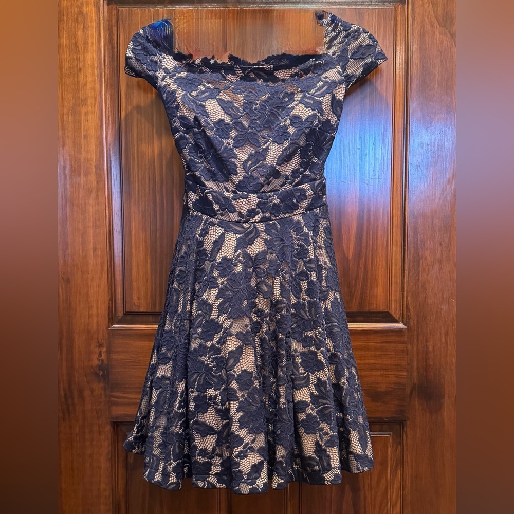 B Darlin Navy Lace Mini Dress